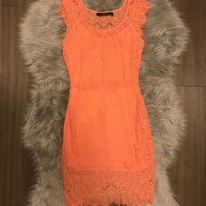 Coral Dulcie lacy mini dress
